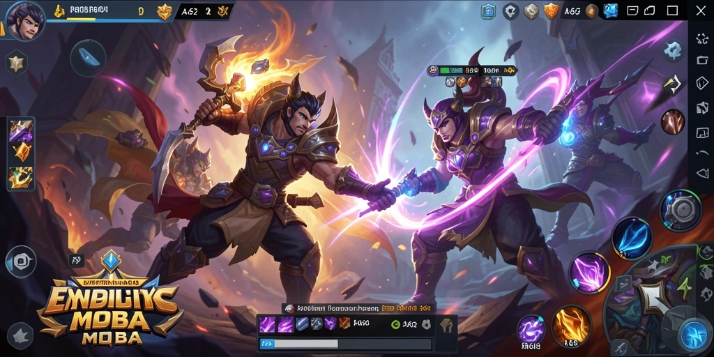 Tampilan taktis dan aksi seru dalam gameplay MOBA.
