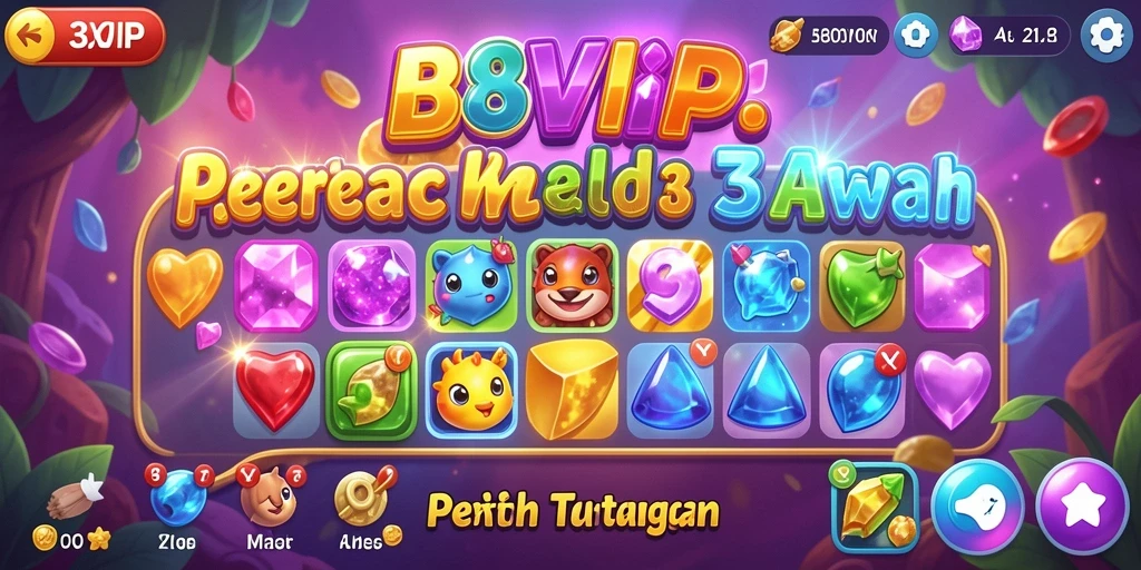 Screenshot utama B8VIP menampilkan gameplay Match-3 yang seru.