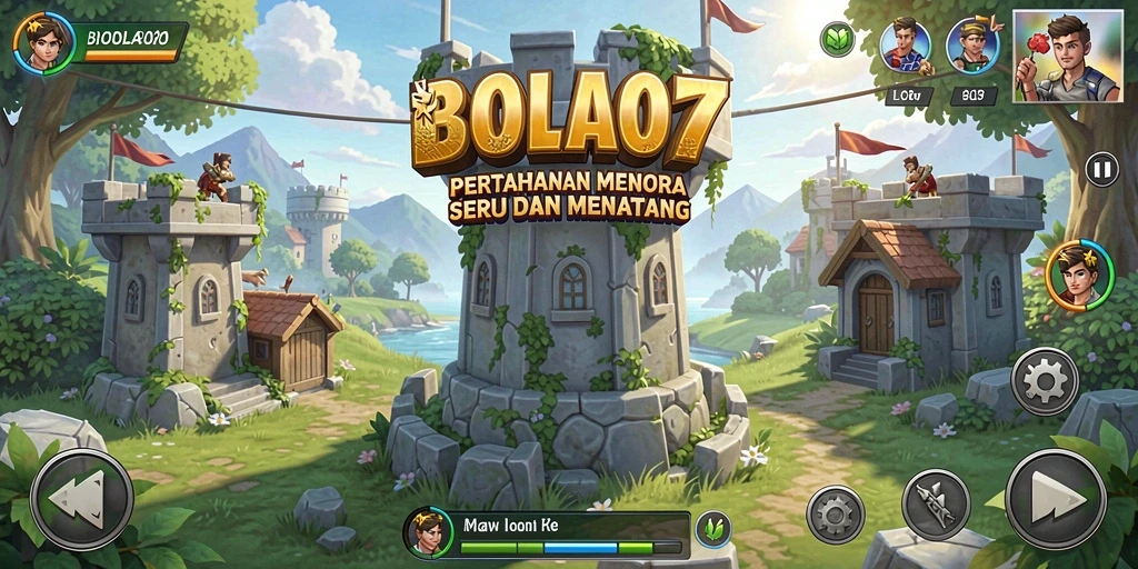 Screenshot gameplay BOLA07 menampilkan aksi seru Tower Defense.