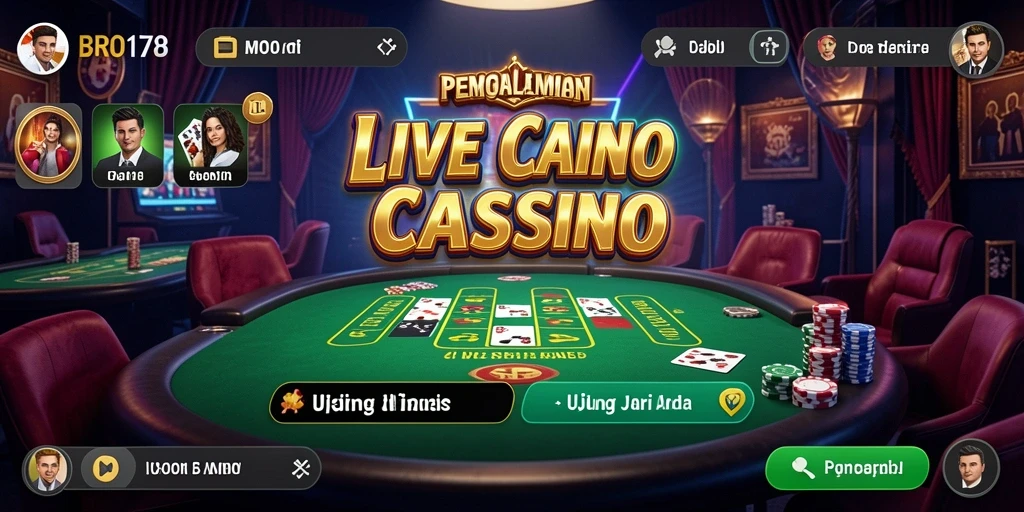 Screenshot BRO178 menunjukkan dealer kasino langsung yang profesional dan permainan yang seru.