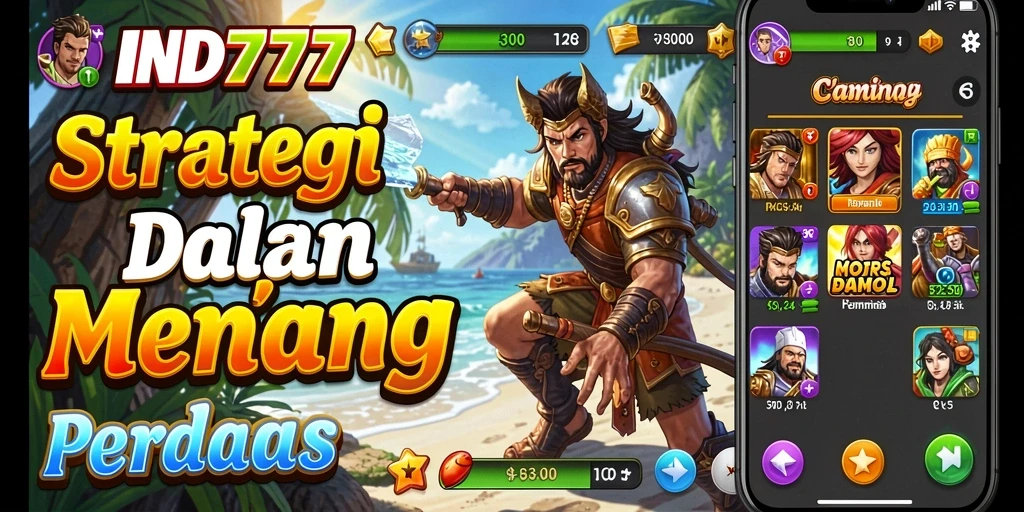 Screenshot utama menampilkan pertempuran strategis dalam IND777.