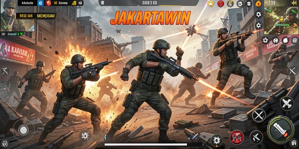 Gameplay aksi penuh dramatik dalam JAKARTAWIN.