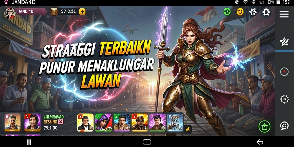 Screenshot gameplay JANDA4D menampilkan pertarungan strategis yang seru.