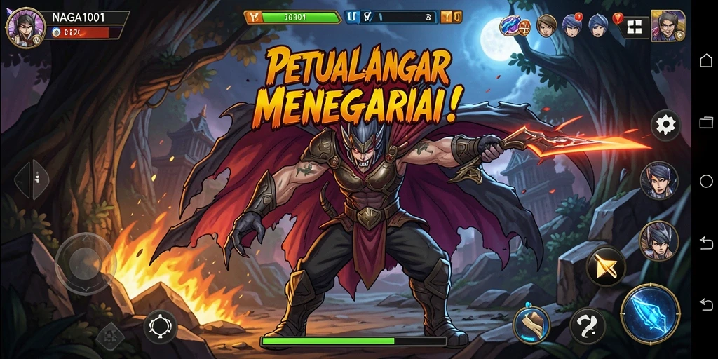 Screenshot NAGA1001 menunjukkan aksi seru karakter anime.