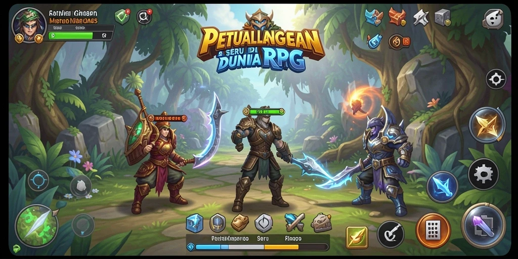 Screenshot RK55 menampilkan pertarungan epik dalam dunia RPG.