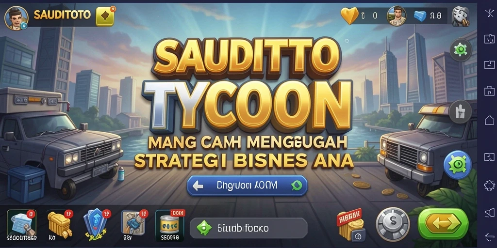 Tampilan gameplay SAUDITOTO dengan manajemen bisnis yang seru.