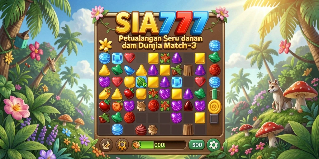 Tampilan gameplay <strong>SIA777</strong> yang penuh warna dengan tantangan Match-3 yang mendebarkan.