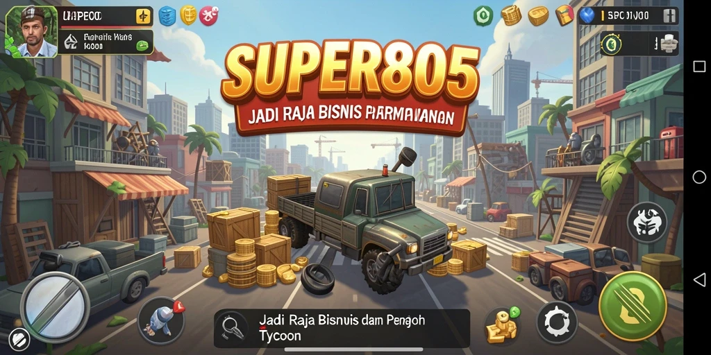 Tampilan gameplay SUPER805 menampilkan strategi bisnis yang menarik dan keputusan cerdas.