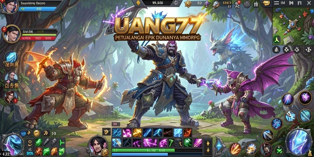Screenshot UANG77 menampilkan aksi seru dalam pertarungan MMORPG.