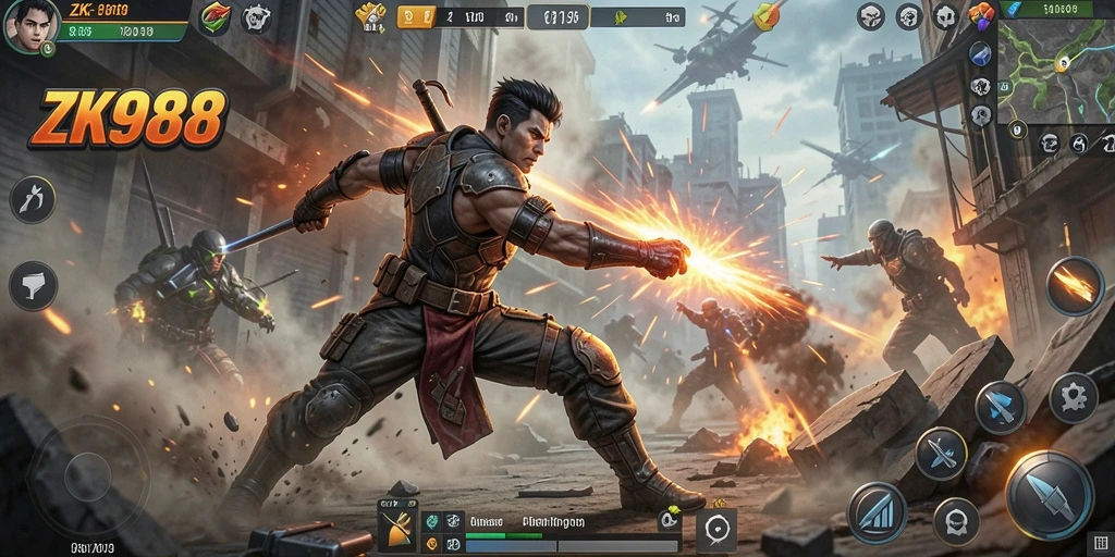 Tampilan gameplay ZK988 yang mendebarkan dan penuh aksi.